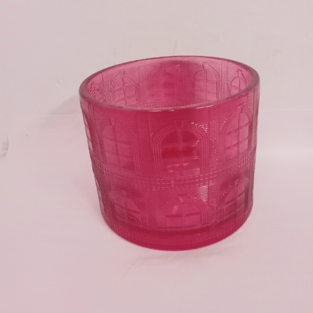 Homeworx by Harry Slatkin Glass Candle Holder or Trinkets Pink Architectural